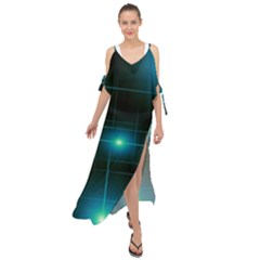 Light Shining Lighting Blue Night Maxi Chiffon Cover Up Dress