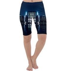 Night City Landscape Cropped Leggings  by Vaneshart