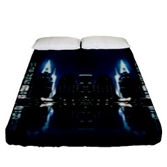 Night City Landscape Fitted Sheet (queen Size) by Vaneshart