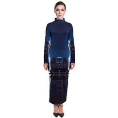 Night City Landscape Turtleneck Maxi Dress by Vaneshart