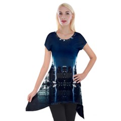 Night City Landscape Short Sleeve Side Drop Tunic by Vaneshart