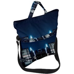 Night City Landscape Fold Over Handle Tote Bag by Vaneshart