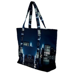 Night City Landscape Zip Up Canvas Bag by Vaneshart