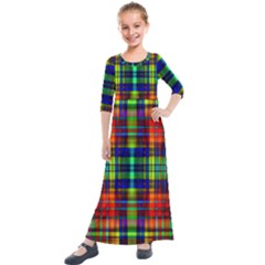 Plaid 6 Kids  Quarter Sleeve Maxi Dress by ArtworkByPatrick