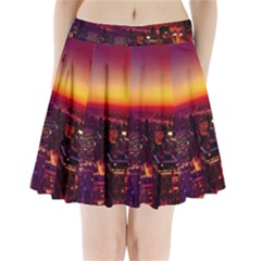 Buiding City Pleated Mini Skirt
