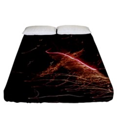 Light Night Dark Sparkler Firework Darkness Bonfire Celebrate Thanksgiving Screenshot Special Effect Fitted Sheet (california King Size) by Vaneshart