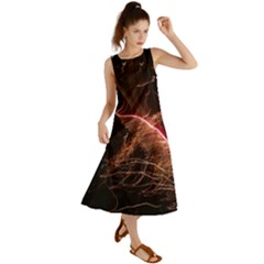 Light Night Dark Sparkler Firework Darkness Bonfire Celebrate Thanksgiving Screenshot Special Effect Summer Maxi Dress by Vaneshart