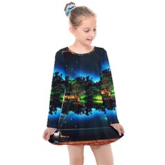 Night City Kids  Long Sleeve Dress by Vaneshart