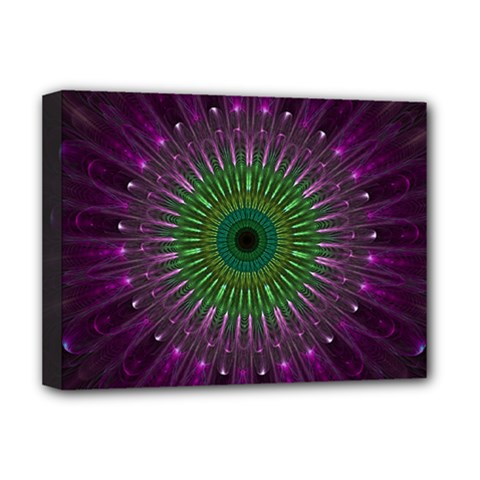 Light Abstract Flower Purple Petal Glass Color Circle Art Symmetry Digital Shape Fractal Macro Photo Deluxe Canvas 16  X 12  (stretched)  by Vaneshart