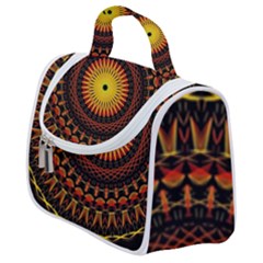 Spiral Pattern Circle Neon Psychedelic Illustration Design Symmetry Shape Mandala Satchel Handbag by Vaneshart