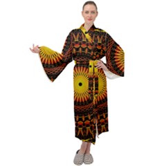 Spiral Pattern Circle Neon Psychedelic Illustration Design Symmetry Shape Mandala Maxi Velour Kimono by Vaneshart