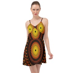 Spiral Pattern Circle Neon Psychedelic Illustration Design Symmetry Shape Mandala Summer Time Chiffon Dress