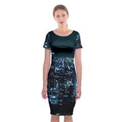 Building Night City Classic Short Sleeve Midi Dress by Vaneshart