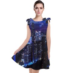 Night City Dark Tie Up Tunic Dress by Vaneshart