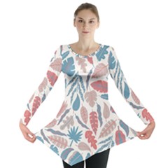 Leaves Art Pattern Long Sleeve Tunic 