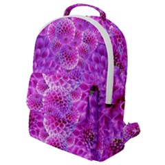 Nature Blossom Plant Flower Purple Petal Bloom Pattern Pollen Pink Flora Flowers Dahlia Design Beaut Flap Pocket Backpack (small) by Vaneshart