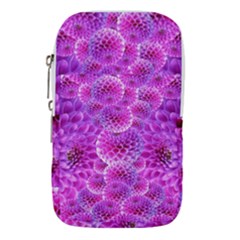 Nature Blossom Plant Flower Purple Petal Bloom Pattern Pollen Pink Flora Flowers Dahlia Design Beaut Waist Pouch (small) by Vaneshart