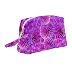 Nature Blossom Plant Flower Purple Petal Bloom Pattern Pollen Pink Flora Flowers Dahlia Design Beaut Wristlet Pouch Bag (medium) by Vaneshart