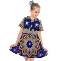 Light Abstract Structure Star Pattern Toy Circle Christmas Decoration Background Design Symmetry Kids  Short Sleeve Shirt Dress by Vaneshart