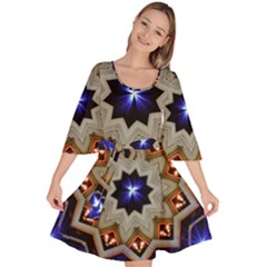 Light Abstract Structure Star Pattern Toy Circle Christmas Decoration Background Design Symmetry Velour Kimono Dress