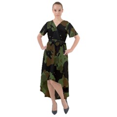 Beautiful Army Camo Pattern Front Wrap High Low Dress by Vaneshart