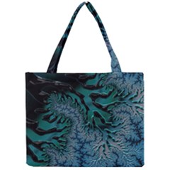 Creative Wing Abstract Texture River Stream Pattern Green Geometric Artistic Blue Art Aqua Turquoise Mini Tote Bag by Vaneshart