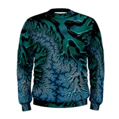 Creative Wing Abstract Texture River Stream Pattern Green Geometric Artistic Blue Art Aqua Turquoise Men s Sweatshirt