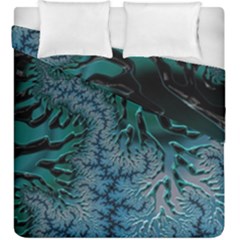 Creative Wing Abstract Texture River Stream Pattern Green Geometric Artistic Blue Art Aqua Turquoise Duvet Cover Double Side (king Size) by Vaneshart