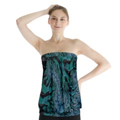 Creative Wing Abstract Texture River Stream Pattern Green Geometric Artistic Blue Art Aqua Turquoise Strapless Top