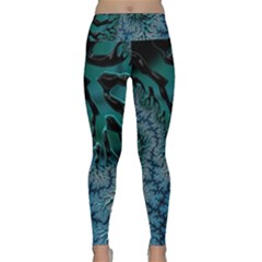 Creative Wing Abstract Texture River Stream Pattern Green Geometric Artistic Blue Art Aqua Turquoise Lightweight Velour Classic Yoga Leggings by Vaneshart