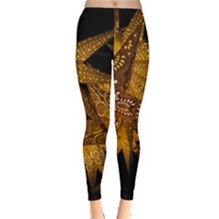 Star Decoration Christmas Christmas Decoration Symmetry Christmas Lights Fractal Art Luminous Stars Leggings  by Vaneshart