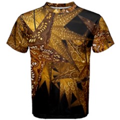 Star Decoration Christmas Christmas Decoration Symmetry Christmas Lights Fractal Art Luminous Stars Men s Cotton Tee