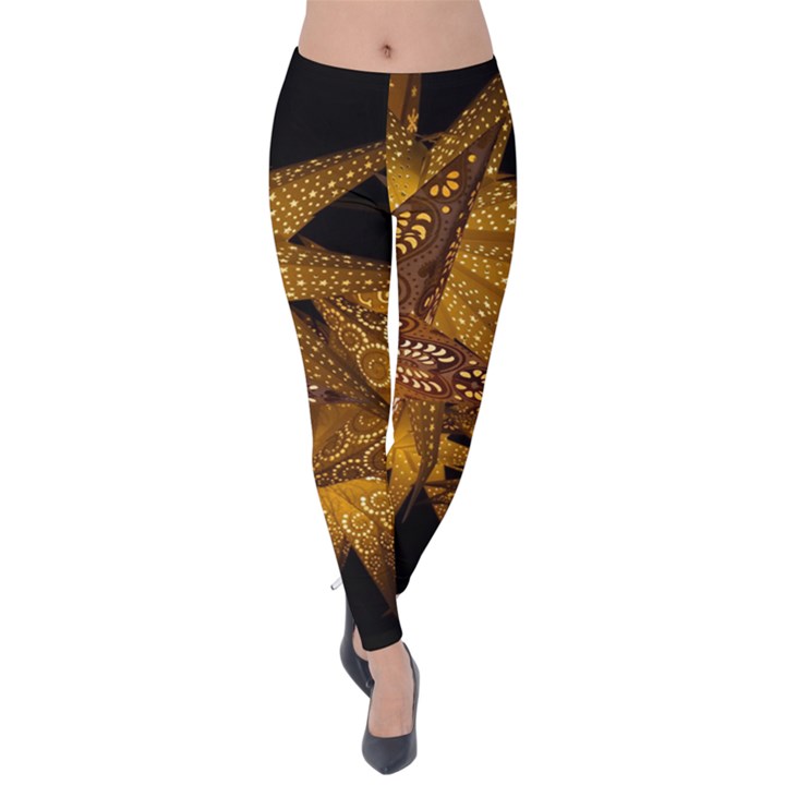 Star Decoration Christmas Christmas Decoration Symmetry Christmas Lights Fractal Art Luminous Stars Velvet Leggings