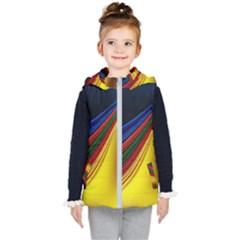 Abstract Spiral Wave Line Color Colorful Yellow Paper Still Life Circle Font Illustration Design Kids  Hooded Puffer Vest by Vaneshart