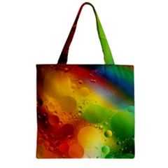 Abstract Sunlight Flower Reflection Color Macro Floating Yellow Circle Macro Photography Spheres Oil Zipper Grocery Tote Bag by Vaneshart