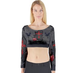 The Crows With Cross Long Sleeve Crop Top