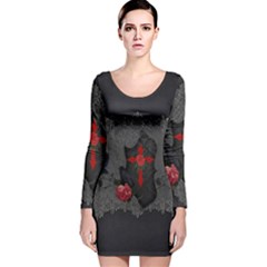 The Crows With Cross Long Sleeve Velvet Bodycon Dress