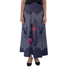 The Crows With Cross Flared Maxi Skirt by FantasyWorld7