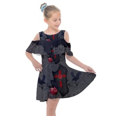 The Crows With Cross Kids  Shoulder Cutout Chiffon Dress