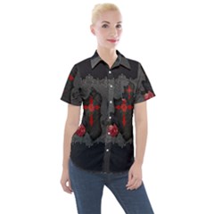 The Crows With Cross Women s Short Sleeve Pocket Shirt