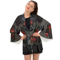 The Crows With Cross Long Sleeve Kimono by FantasyWorld7