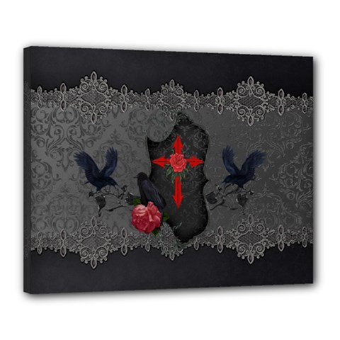 The Crows With Cross Canvas 20  x 16  (Stretched)