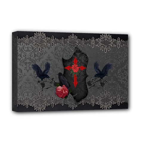 The Crows With Cross Deluxe Canvas 18  x 12  (Stretched)