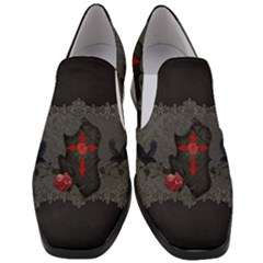 The Crows With Cross Women Slip On Heel Loafers by FantasyWorld7