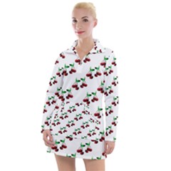 Cherries Pattern Women s Long Sleeve Casual Dress by bloomingvinedesign