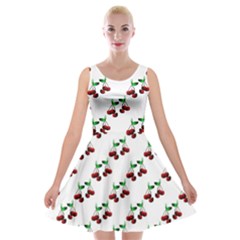 Cherries Pattern Velvet Skater Dress