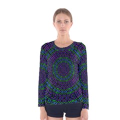 Texture Pattern Line Colorful Circle Art Background Design Decorative Symmetry Style Shape  Women s Long Sleeve Tee