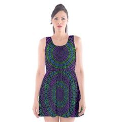 Texture Pattern Line Colorful Circle Art Background Design Decorative Symmetry Style Shape  Scoop Neck Skater Dress