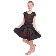 Mandala Fractal Pattern Kids  Short Sleeve Dress
