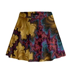 Creative Abstract Structure Texture Flower Pattern Black Material Textile Art Colors Design  Mini Flare Skirt